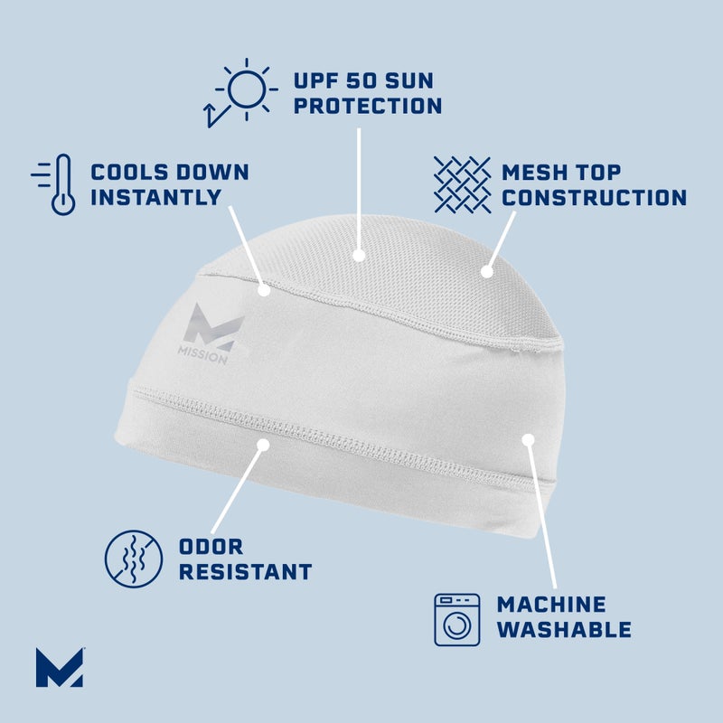 MISSION Cooling Helmet Liner, White - Lightweight & Breathable - Cools Up to 2 Hours - UPF 50 Sun Protection - Machine Washable - Image 2